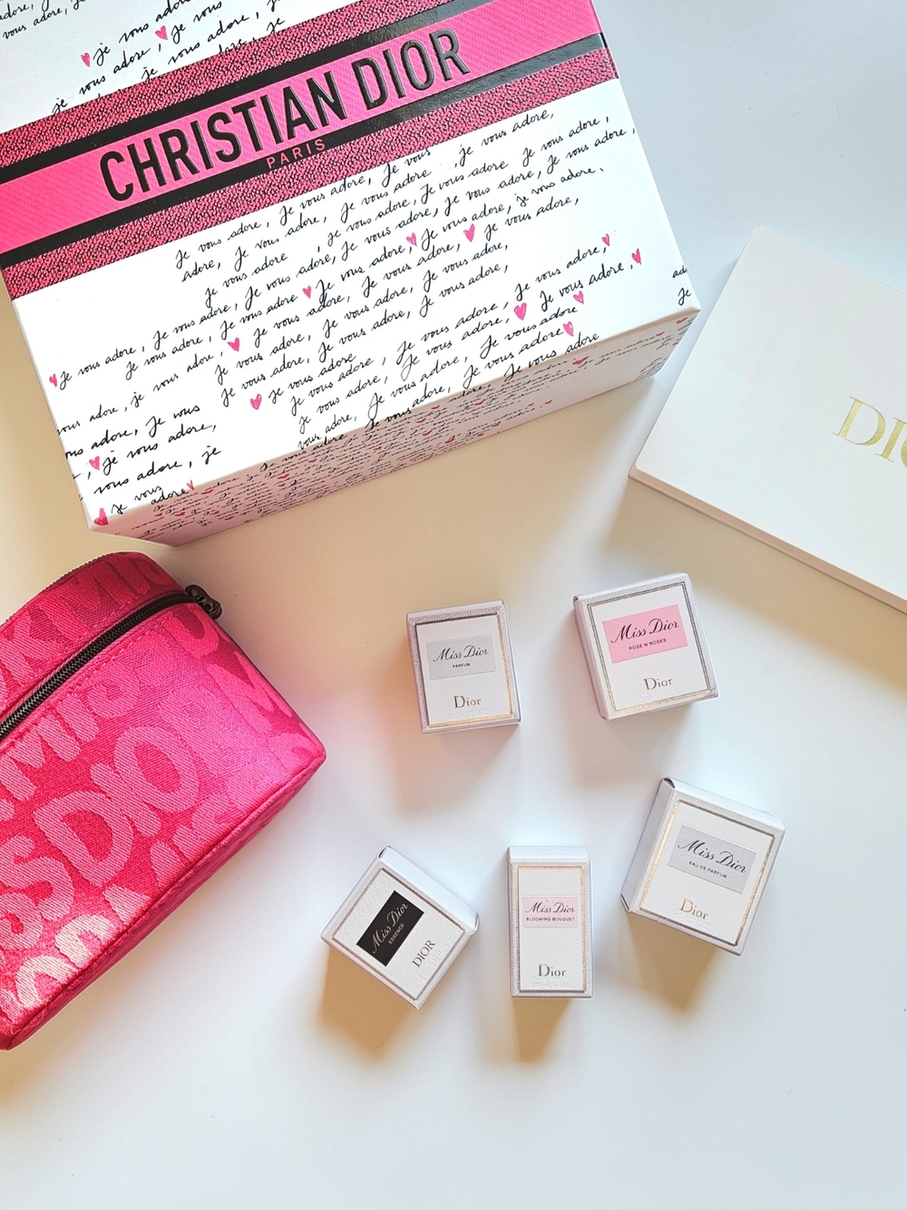 Dior Pink Cosmetic Pouch And Miss Dior Minis